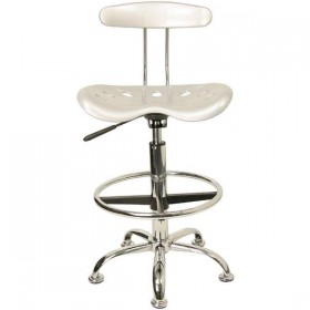 Vibrant Silver and Chrome Drafting Stool with Tractor Seat [LF-215-SILVER-GG]