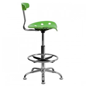 Vibrant Spicy Lime and Chrome Drafting Stool with Tractor Seat [LF-215-SPICYLIME-GG]