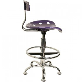Vibrant Violet and Chrome Drafting Stool with Tractor Seat [LF-215-VIOLET-GG]