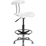 Vibrant White and Chrome Drafting Stool with Tractor Seat [LF-215-WHITE-GG]