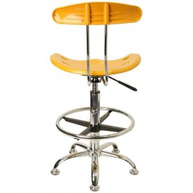 Vibrant Orange-Yellow and Chrome Drafting Stool with Tractor Seat [LF-215-YELLOW-GG]