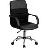 Mid-Back Black Mesh & Leather Chair [LF-W-61B-2-GG]