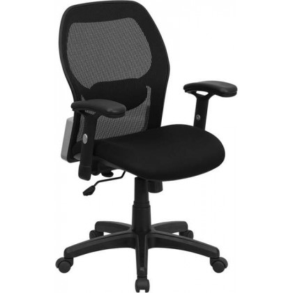 Mid-Back Super Mesh Office Chair with Black Fabric Seat [LF-W42B-GG]