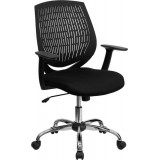 Mid-Back Black Designer Back Task Chair with Arms and Chrome Base [LF-X6-BK-A-GG]