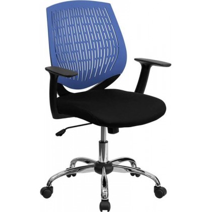 Mid-Back Blue Designer Back Task Chair with Arms and Chrome Base [LF-X6-BLUE-A-GG]