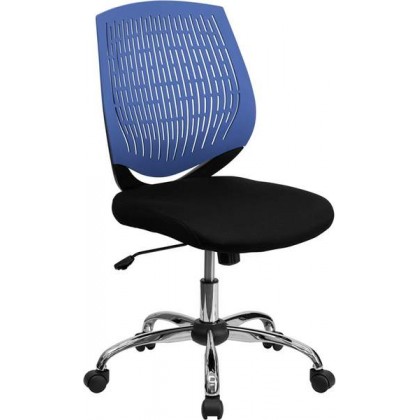 Mid-Back Blue Designer Back Task Chair with Chrome Base [LF-X6-BLUE-GG]
