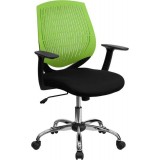 Mid-Back Green Designer Back Task Chair with Arms and Chrome Base [LF-X6-GREEN-A-GG]