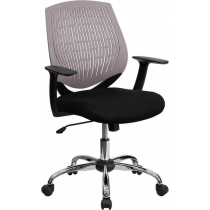 Mid-Back Gray Designer Back Task Chair with Arms and Chrome Base [LF-X6-GREY-A-GG]