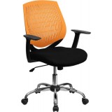 Mid-Back Orange Designer Back Task Chair with Arms and Chrome Base [LF-X6-ORG-A-GG]