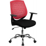 Mid-Back Red Designer Back Task Chair with Arms and Chrome Base [LF-X6-RED-A-GG]