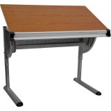 Adjustable Drawing and Drafting Table with Pewter Frame [NAN-JN-2433-GG]