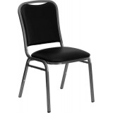 HERCULES Series Stacking Banquet Chair with Black Vinyl and 1.5'' Thick Seat - Silver Vein Frame [NG-108-SV-BK-VYL-GG]