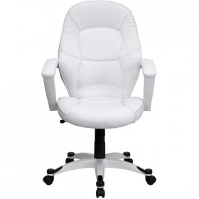 Mid-Back White Leather Executive Office Chair [QD-5058M-WHITE-GG]