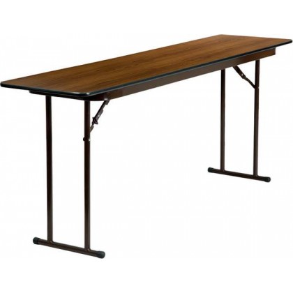 18'' x 72'' Rectangular Walnut High Pressure Laminate Folding Training Table [RB-1872-HIGH-MAH-GG]