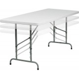 30''W x 72''L Height Adjustable Granite White Plastic Folding Table [RB-3072ADJ-GG]
