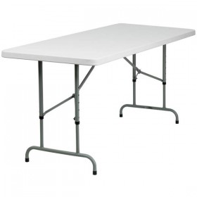 30''W x 72''L Height Adjustable Granite White Plastic Folding Table [RB-3072ADJ-GG]