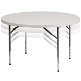 48'' Round Height Adjustable Granite White Plastic Folding Table [RB-48-ADJUSTABLE-GG]