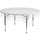 60'' Round Height Adjustable Granite White Plastic Folding Table [RB-60-ADJUSTABLE-GG]