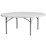 72'' Round Granite White Plastic Folding Table [RB-72R-GG]