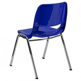 HERCULES Series 661 lb. Capacity Navy Ergonomic Shell Stack Chair with Chrome Frame and 16'' Seat Height [RUT-16-NVY-CHR-GG]