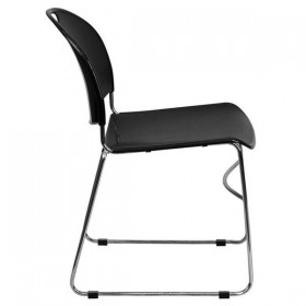 HERCULES Series 880 lb. Capacity Black High Density, Ultra Compact Stack Chair with Chrome Frame [RUT-188-BK-CHR-GG]