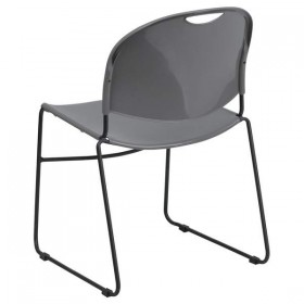 HERCULES Series 880 lb. Capacity Gray High Density, Ultra Compact Stack Chair with Black Frame [RUT-188-GY-GG]