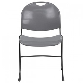 HERCULES Series 880 lb. Capacity Gray High Density, Ultra Compact Stack Chair with Black Frame [RUT-188-GY-GG]