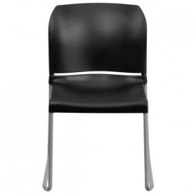 HERCULES Series 880 lb. Capacity Black Full Back Contoured Stack Chair with Sled Base [RUT-238A-BK-GG]