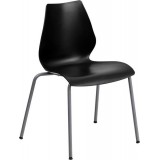HERCULES Series 770 lb. Capacity Black Stack Chair with Lumbar Support and Silver Frame [RUT-288-BK-GG]