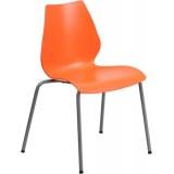 HERCULES Series 770 lb. Capacity Orange Stack Chair with Lumbar Support and Silver Frame [RUT-288-ORANGE-GG]