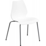 HERCULES Series 770 lb. Capacity White Stack Chair with Lumbar Support and Silver Frame [RUT-288-WHITE-GG]