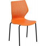 HERCULES Series 770 lb. Capacity Designer Orange Stack Chair with Black Frame [RUT-358-OR-GG]