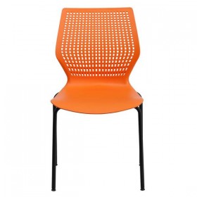 HERCULES Series 770 lb. Capacity Designer Orange Stack Chair with Black Frame [RUT-358-OR-GG]