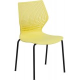 HERCULES Series 770 lb. Capacity Designer Yellow Stack Chair with Black Frame [RUT-358-YL-GG]