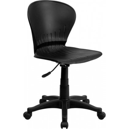 Mid-Back Black Plastic Swivel Task Chair [RUT-A103-BK-GG]