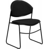 HERCULES Series 550 lb. Capacity Black Padded Stack Chair with Black Powder Coated Frame Finish [RUT-CA02-01-BK-PAD-GG]