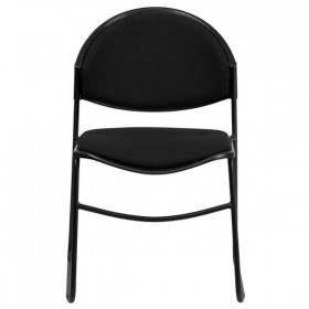 HERCULES Series 550 lb. Capacity Black Padded Stack Chair with Black Powder Coated Frame Finish [RUT-CA02-01-BK-PAD-GG]
