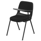 Padded Black Ergonomic Shell Chair with Left Handed Flip-Up Tablet Arm [RUT-EO1-01-PAD-LTAB-GG]