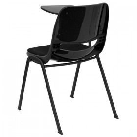 Padded Black Ergonomic Shell Chair with Right Handed Flip-Up Tablet Arm [RUT-EO1-01-PAD-RTAB-GG]