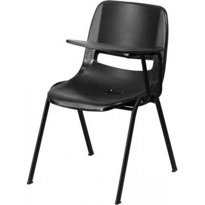 Black Ergonomic Shell Chair with Left Handed Flip-Up Tablet Arm [RUT-EO1-BK-LTAB-GG]