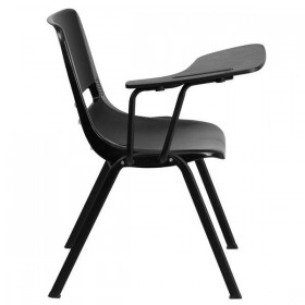 Black Ergonomic Shell Chair with Right Handed Flip-Up Tablet Arm [RUT-EO1-BK-RTAB-GG]