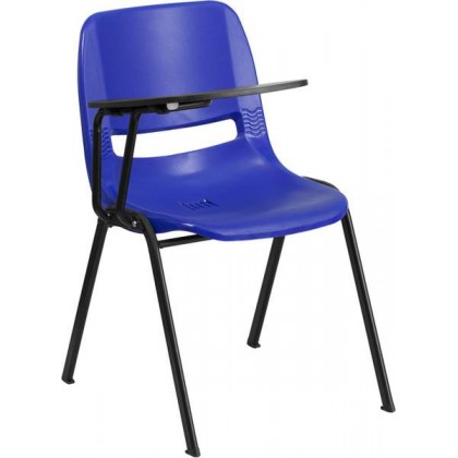 Blue Ergonomic Shell Chair with Right Handed Flip-Up Tablet Arm [RUT-EO1-BL-RTAB-GG]