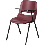 Burgundy Ergonomic Shell Chair with Left Handed Flip-Up Tablet Arm [RUT-EO1-BY-LTAB-GG]