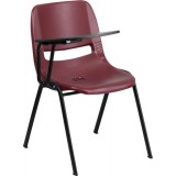 Burgundy Ergonomic Shell Chair with Right Handed Flip-Up Tablet Arm [RUT-EO1-BY-RTAB-GG]