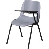 Gray Ergonomic Shell Chair with Left Handed Flip-Up Tablet Arm [RUT-EO1-GY-LTAB-GG]