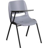 Gray Ergonomic Shell Chair with Right Handed Flip-Up Tablet Arm [RUT-EO1-GY-RTAB-GG]