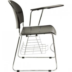 Black High Density Left Facing Flip-Up Tablet Arm Chair with Chrome Frame [RUT-NC188-03C-04A-LFT-GG]