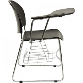 Black High Density Right Facing Flip-Up Tablet Arm Chair with Chrome Frame [RUT-NC188-03C-04A-RT-GG]