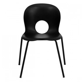 HERCULES Series 770 lb. Capacity Designer Black Plastic Stack Chair with Black Powder Coated Frame Finish [RUT-NC258-BK-GG]