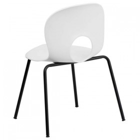 HERCULES Series 770 lb. Capacity Designer White Plastic Stack Chair with Black Powder Coated Frame Finish [RUT-NC258-WHITE-GG]